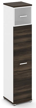 Шкаф одна узкая секция, 5 ниш (фасад ЛДСП на 4 ниши + фасад стекло белое матовое в раме, на 1 нишу) CN.STU-517 RM B/W