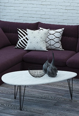 Журнальный столик Шеффилд (Белый бетон/Черный)