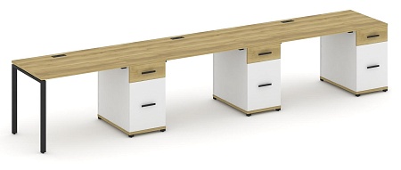 Рабочая станция на 3 места с тремя опорными тумбами CN.ORS-445 B/W