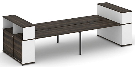 Рабочая станция с опорными шкафами купе с надставкой низкой CN.DRS-284 B/W