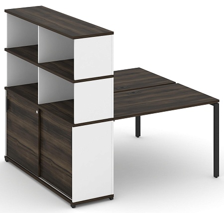 Рабочая станция с опорным шкафом купе с надставкой высокой CN.DRS-242 B/W