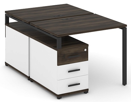 Рабочая станция на 2 места с двухсторонней опорной тумбой CN.DRS-301 B/W