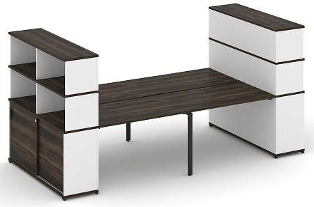 Рабочая станция с опорными шкафами купе с надставкой высокой CN.DRS-286 B/W
