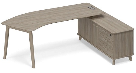 Стол руководителя эргономичный на тумбе правый (тип 5) WOOD ТМ В2 128