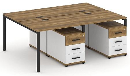 Рабочая станция на 4 места с двумя двухсторонними опорными тумбами CN.DRS-317 B/W