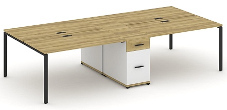 Рабочая станция на 4 места с двумя опорными тумбами CN.DRS-423 B/W