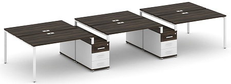 Рабочая станция на 6 мест с двумя двухсторонними опорными тумбами CN.DRS-335 B/W