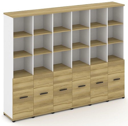 Шкаф шесть узких секций, 5 ниш (6 фасадов ЛДСП, 2 ниши) CN.STU-561 B/W