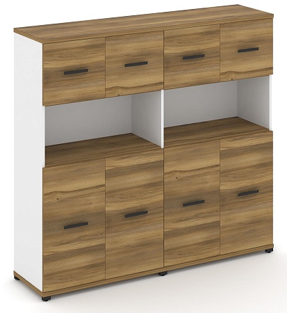 Шкаф две широкие секции, 4 ниши (4 фасада ЛДСП, 2 ниши + 4 фасада ЛДСП, 1 ниша) CN.STS-425 B/W