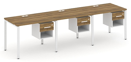 Рабочая станция односторонняя с подвесными тумбами на 3 места CN.ORS-137 B/W