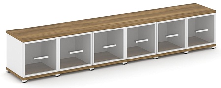 Шкаф шесть узких секций, 1 ниша (6 фасадов стекло прозрачное в раме, 1 ниша) CN.STU-163 RP B/W