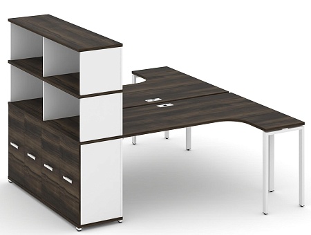 Рабочая станция с опорным распашным шкафом с надставкой высокой CN.DSA-216 B/W