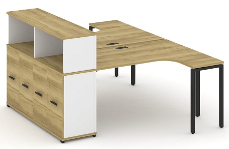 Рабочая станция с опорным распашным шкафом с надставкой низкой CN.DSA-213 B/W