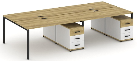 Рабочая станция на 4 места с двумя двухсторонними опорными тумбами CN.DRS-320 B/W