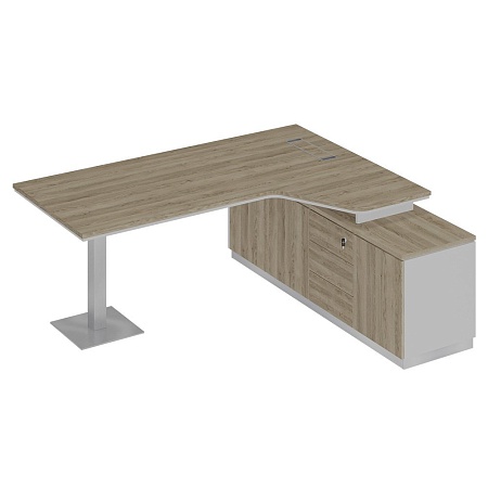 Стол руководителя эргономичный на опорной тумбе правый СИ 116