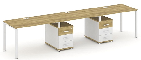 Рабочая станция на 3 места с двумя опорными тумбами CN.ORS-334 B/W