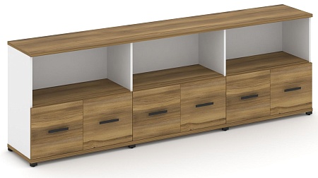 Шкаф три широкие секции, 2 ниши (6 фасадов ЛДСП, 1 ниша) CN.STS-231 B/W