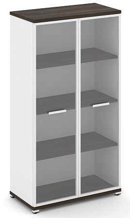 Шкаф две широкие секции, 4 ниши (2 фасада стекло прозрачное в раме,  4 ниши) CN.STS-416 RP B/W