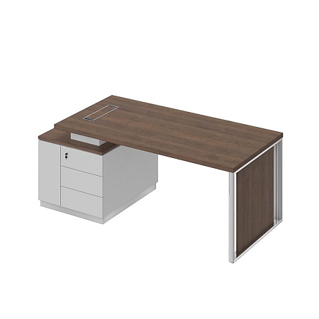 Стол руководителя на опорной тумбе с декоративной вставкой левый БР 111L