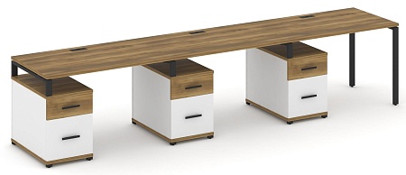 Рабочая станция на 3 места с тремя опорными тумбами CN.ORS-346 B/W