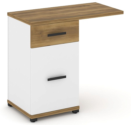 Тумба приставная узкая 1 ящик + 1 распашной фасад со свесом. CN.TUS-003 B/W