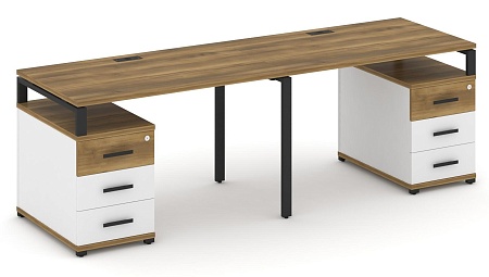 Рабочая станция на 2 места с двумя опорными тумбами CN.ORS-318 B/W