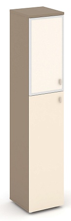 Шкаф высокий узкий левый (1 средний фасад ЛДСП + 1 низкий фасад стекло лакобель Satin в раме) ES.SU-1.7R(L) I/U