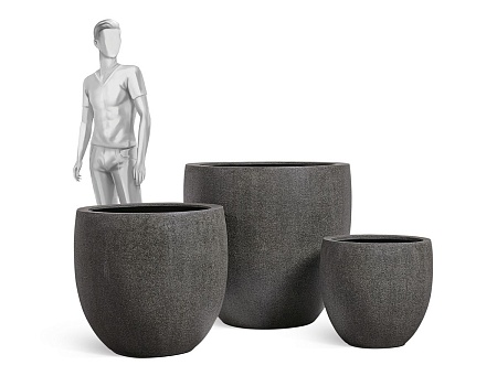 Кашпо TREEZ Effectory Stone Большой округлый конус Тёмно-серый камень д-90 см, в-86 см