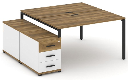 Рабочая станция на 2 места с двухсторонней опорной тумбой CN.DRS-303 B/W