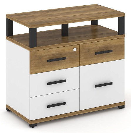 Тумба приставная широкая 4 ящика + 1 распашной фасад. С надставкой широкой. CN.TSP-012 B/W