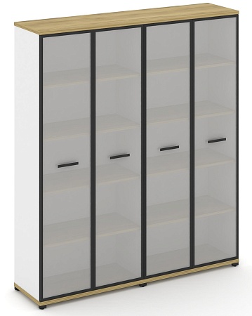 Шкаф две широкие секции, 5 ниш (4 фасада стекло белое матовое в раме, 5 ниш) CN.STS-528 RM B/W