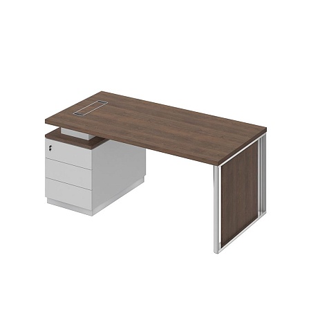 Стол руководителя на опорной тумбе с декоративной вставкой левый БР 109L