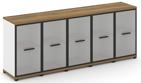 Шкаф пять узких секций, 2 ниши (5 фасадов стекло белое матовое в раме, 2 ниши) CN.STU-253 RM B/W