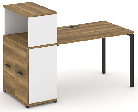 Стол рабочий с опорным распашным шкафом с надставкой низкой CN.SP-226 B/W