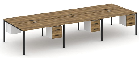 Рабочая станция двухсторонняя с подвесными тумбами на 6 мест CN.DRS-155 B/W