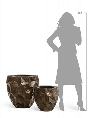 Кашпо TREEZ Effectory Metal Округлая чаша Design Crumple Чернёная бронза в-39, д-39 см