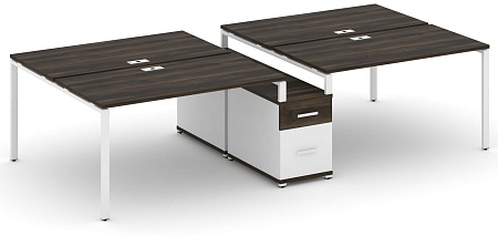 Рабочая станция на 4 места с двухсторонней опорной тумбой CN.DRS-315 B/W