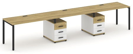 Рабочая станция на 3 места с двумя опорными тумбами CN.ORS-335 B/W