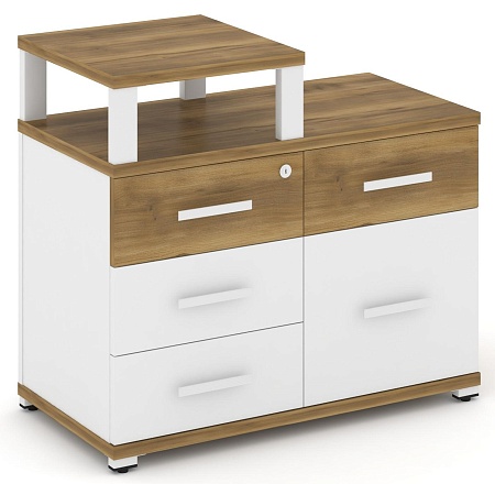 Тумба приставная широкая 4 ящика + 1 распашной фасад. С надставкой узкой. CN.TSP-011 B/W