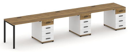 Рабочая станция на 3 места с тремя опорными тумбами CN.ORS-441 B/W