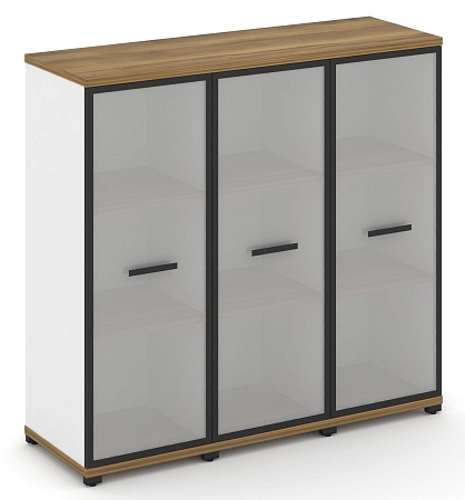 Шкаф три узкие секции, 3 ниши (3 фасада стекло белое матовое в раме, 3 ниши) CN.STU-336 RM B/W