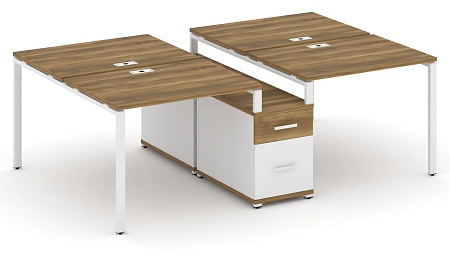 Рабочая станция на 4 места с двухсторонней опорной тумбой CN.DRS-313 B/W