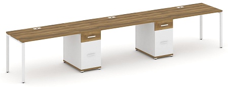 Рабочая станция на 3 места с двумя опорными тумбами CN.ORS-438 B/W