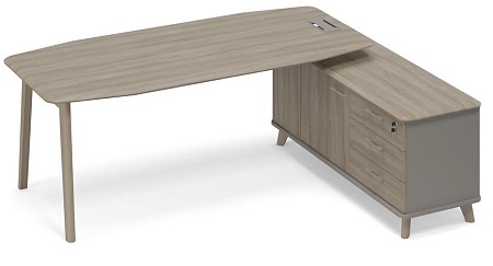 Стол руководителя на опорной тумбе (тип 2) WOOD правый  ТМ В2 112