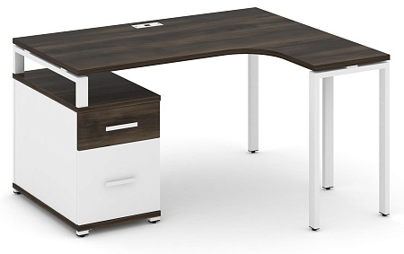 Стол эргономичный правый с опорной тумбой CN.SA-302(R) B/W