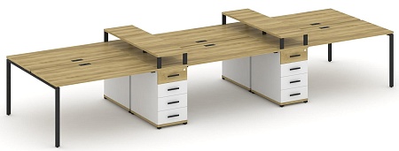 Рабочая станция на 6 мест с четыремя опорными тумбами CN.DRS-467 B/W