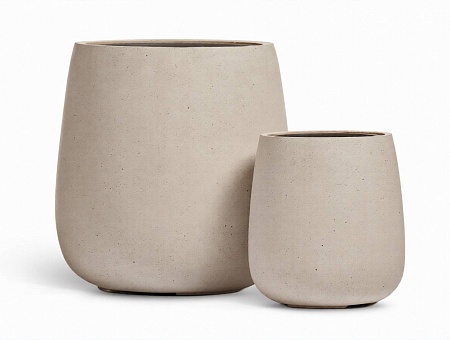 Кашпо TREEZ Effectory Beton Design-Чаша Белый песок в-33 см, д-31 см