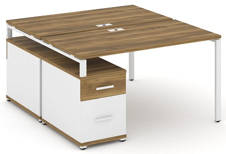 Рабочая станция на 2 места с двухсторонней опорной тумбой CN.DRS-307 B/W