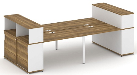 Рабочая станция с опорными шкафами купе с надставкой низкой CN.DRS-282 B/W