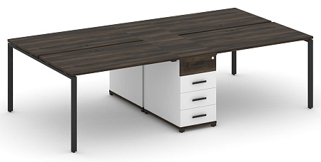 Рабочая станция на 4 места с двумя опорными тумбами CN.DRS-418 B/W